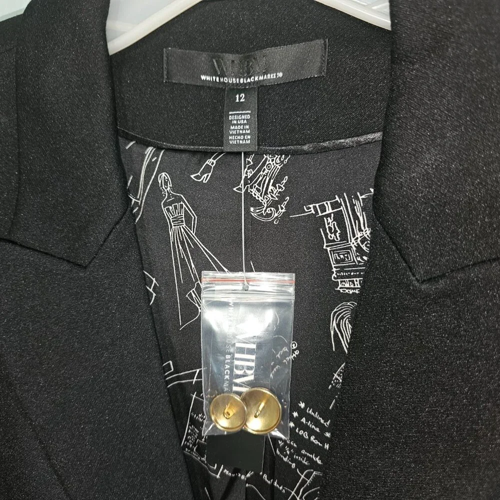 NWT | White House Black Market 3-Button Fashion Blazer | Black | 12 - Picture 11 of 12